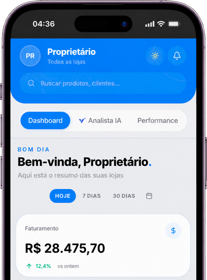 Dashboard da Vestoq no celular